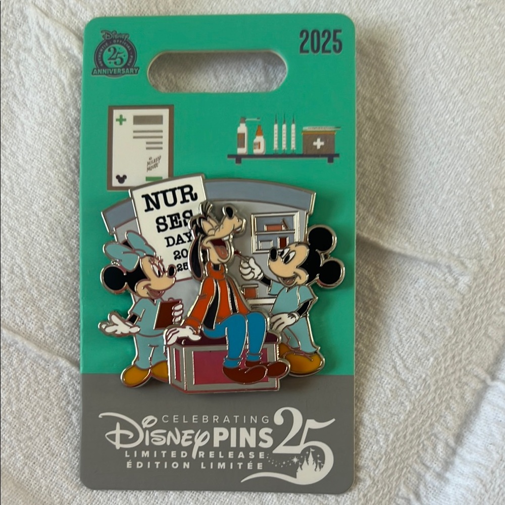 Disney 25th Anniversary Nurse Day Pin - Red, Blue, Black